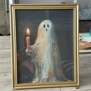 Gold Framed Ghost Candle Holiday Decor